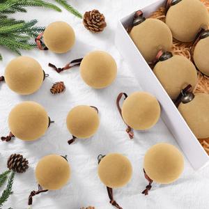 18 Pcs Velvet Christmas Balls Bulk 3.15, 2.76, 2.36 Inch, Flocked Xmas Tree Ball Ornaments Plastic Velvet Christmas Ornaments Xmas Tree Hanging Decoration(Champagne)