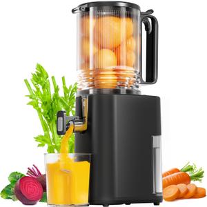 Cold Press Juicer, 5.5inch Wide Feed Chute Juicer Machine, Slow Masticating Juicer for Whole Vegetables & Fruits, Black