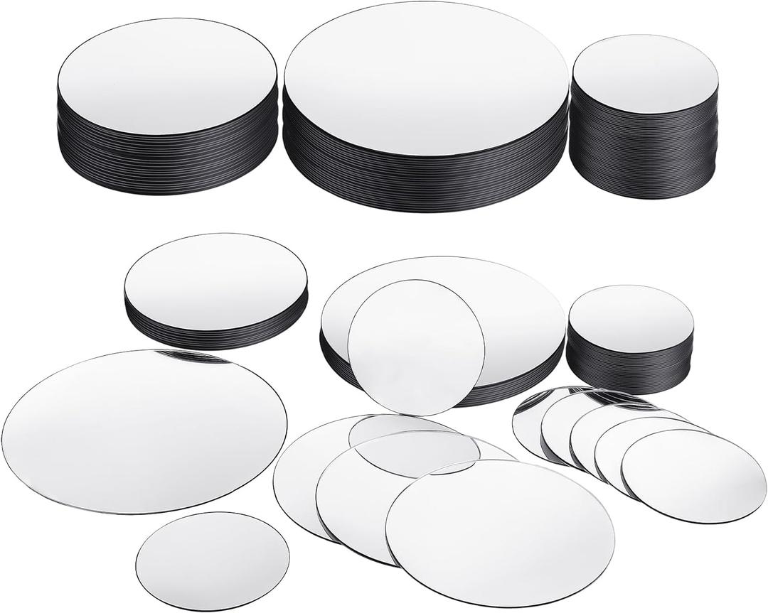 Jetec 40 Pieces Mini Size Round Mirror Small Round Mirror Adhesive Tiles Home Decoration for Crafts and DIY Projects Supplies(4 Inch, 5 Inch, 6 Inch)