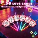 36 Pack Neon Valentine's Day Gift Cards with Glow Sticks, Glow in The Dark Party Favors, Glow Stick Bracelets & Necklaces for Kids, Classroom Exchange, School Prizes & Valentine's Party Supplies