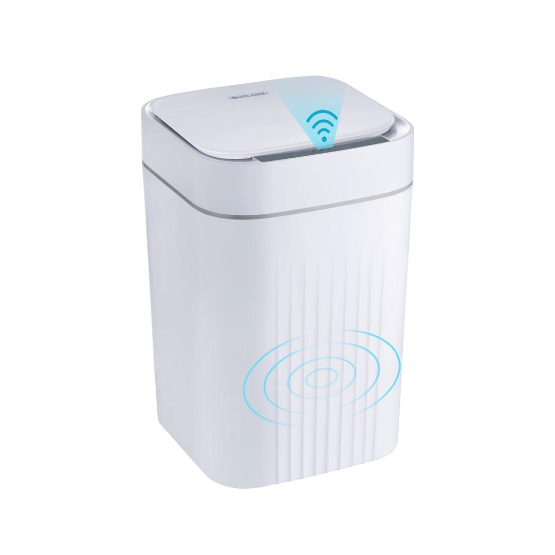 BURLAND 3.2 Gallon Automatic Touchless Motion Sensor Trash Can, Smart Home Electric Trash Cans for Bathroom, Living Room, Kitchen and Office, White