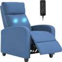 FDW Recliner Chair Massage Chair Reading Chair Reclining Sofa Home Theater Seating with Lumbar Support Massage and Padded Backrest for Living Room and Bedroom (Textile, Blue)