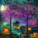 2-Pack 6FT Lighted Black Halloween Tree with 288 LED Orange and Purple Lights (Higher Size and Floor Standing), Halloween Decorations Spooky Tree for Indoor Outdoor, Home Holiday Party