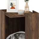 Furinno PELI Cat Litter Box Enclosure, 17" Square Hidden Litter Box Furniture with Open Storage, Wooden Pet House, Easy Assembly, for Living Room, Columbia Walnut