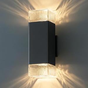 RAYVO Outdoor Wall Light, Modern Up and Down Exterior Lighting Fixture, 3CCT 3000K/4500K/6000K Adjustable Outdoor Wall Sconce, Waterproof Black Outside House Lights, Integrated LED for Porch Garage, 3 pcs