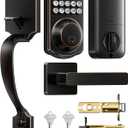 TEEHO TK001H Keyless Entry Door Lock with Handle Set, Electronic Deadbolt Keypad Door Lock with Code, Smart Locks for Front Door, Exterior Door Handle, Auto-Lock, Easy to Install, Oil-Rubbed Bronze