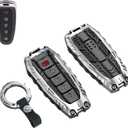 Heavy Key Fob Cover Case Protector for Ford, Keychain, Accessories for Ford C-Max Edge Escape Expedition Explorer Flex Focus Taurus Lincoln MKS MKT MKX Navigator (Model-C Silver)