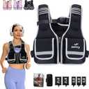 Weighted Vest Adjustable Weights Woman 23-30lb Zip Up Weight Vest for Women Men with 5 Ironsand Weights, Reflective Strips for Walking Running Strength Training Workout, Black