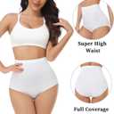 wirarpa Women's Underwear Cotton Super High Waisted Briefs Stretch Full Coverage Panties 4 Pack (White, XL)