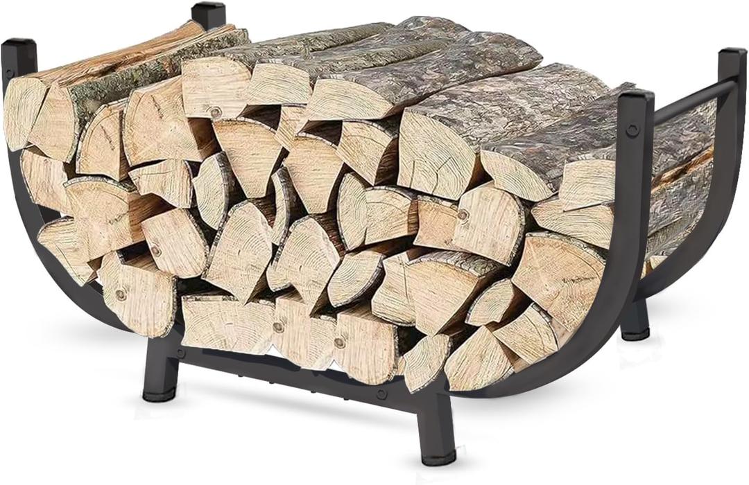 Firewood Rack Outdoor Indoor, 30 inch Metal Wood Rack Heavy Duty Firewood Holder, Sturdy Fireplace Log Holder Fire Wood Storage Racks