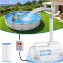1200 GPH Above Ground Pool Filter Pump with Timer, Plug & Play Submersible Filter System, No Hose or Air Bleeding Needed, Adjustable Flow Rate & Height, Visible Filter Window UV-Resistant Pools Pumps