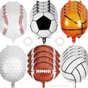 24 Pcs Sports Foil Balloon Set, 18 Inch Football Basketball Baseball Volleyball Golf Soccer Balloons All Sports Game Balloons for Birthday Baby Shower Sports Themed Party Decorations