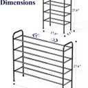 Kitsure Extendable Shoe Rack - 2-Tier Adjustable Metal Shoe Organizer, Sturdy Rust-Resistant Shoe Shelf for Entryway, Closet, or Bedroom, 17.5"32.6" x 9.1" x 27.6", Black