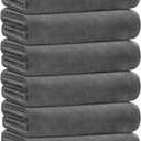 JML Microfiber Bath Towel Set, 6 Pack 30" x 60", Large, Soft Absorbent Microfiber Hair Towels for Adult, Men, Body, Grey