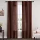 Rustic Brown Linen Curtains 84 Inch Length 2 Panels Set for Living Room Rod Pocket Back Tab Light Filtering Window Drapes for Bedroom Dining Room Protect Privacy Modern Farmhouse Decor 52x84