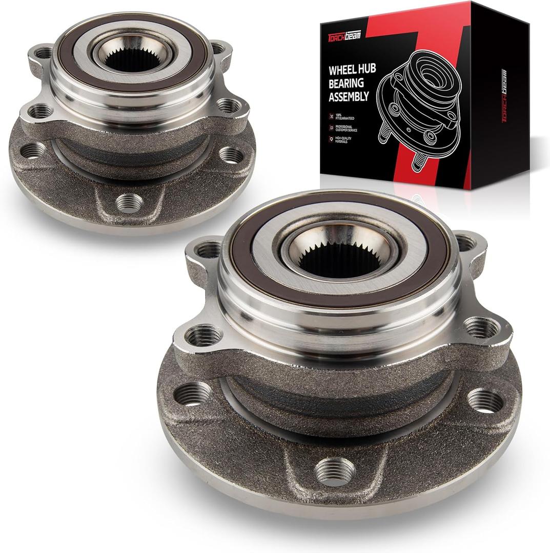 Trochbeam 513253 Pair Front Wheel Hub Bearing Assembly for 2005-2018 Jetta, 2006-2010 2012-2022 Passat, 2009-2017 Tiguan, 2012-2019 Beetle, 2009-2017 CC, 2010-2014 GTI, 2007-2016 Eos, 5 Lugs W/ABS