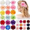 Waydress 30 Packs 2.8 Inch 4 Inch Flower Hair Clip Rose Hair Accessories Floral Hairpin Brooch Flowers Pin Brooch for Bridal Headpiece Accessories Wedding(30 Colors)