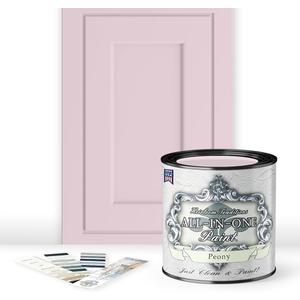 ALL-IN-ONE Paint by Heirloom Traditions, Peony (Pale Pink), Quart - Durable cabinet and furniture paint. Built in primer and top coat, no sanding needed. Includes our 30 featured color card. (32 Fl Oz (Pack of 1))