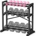 Eocnrhe Dumbbell Rack Stand Only, Weight Rack for Home Gym, 3-Tier Adjustable Dumbell Rack Heavy-Duty Weight Stand for Dumbbells Kettlebells