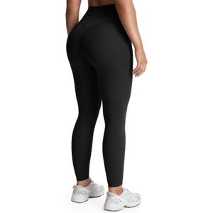 Aoxjox High Waisted Workout Leggings for Women Tummy Control Buttery Soft Yoga Metamorph Deep V Pants 26" (Black, X-Small)