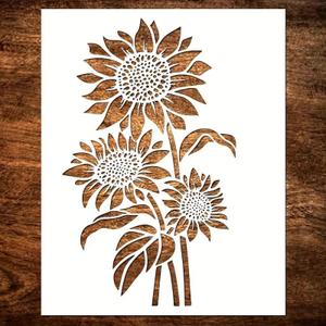 Garden Fence Large Flower Stencils - Reusable Floral Stencil DIY Decoration for Painting on Wood Walls Pattern, Jumbo Sunflower Yard Spray Paint Big Crafts Floor Stencils (A), 12 inches x 15 inches