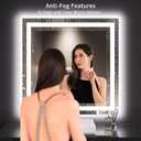 LOAAO 36X36 LED Bathroom Mirror with Lights, Anti-Fog, Dimmable, Backlit + Front Lit, Lighted Bathroom Vanity Mirror for Wall, Memory Function, Tempered Glass, Safe to Use, ETL Listed