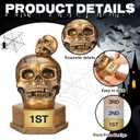 Huquary 3 Pcs Halloween Skeleton Trophies 4.53" Funny Skull Sculpture Trophy for Contest Awards Skeleton Trophy with 1st 2rd 3nd Place on Base, Tabletop Decor Halloween Prizes Party Supplies
