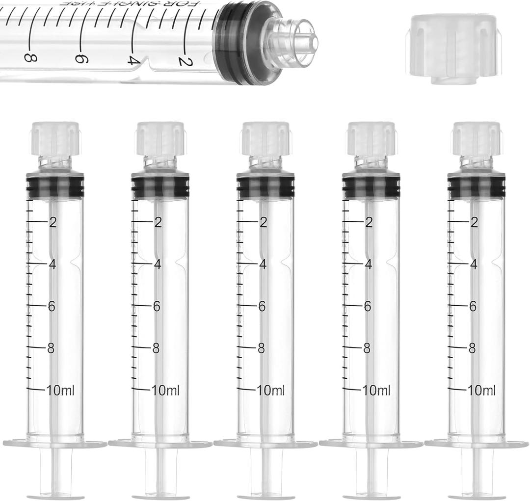 20 Pack 10ml/cc Luer Lock Syringe with Caps, Plastic Syringe without Needle for Liquid, Sterile Individually Wrapped