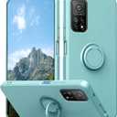 Compatible with Xiaomi Mi 10T Pro Case with Ring Kickstand Green,for Xiaomi Mi 10T Pro Phone Case Silicone Liquid with Soft Microfiber Lining Slim Shockproof Protective Cover (Blue)