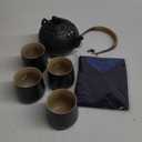 TEANAGOO Japanese Tea Set, Chinese Tea Sets, Porcelain Japanese Tea Cups, Chinese Gongfu Tea Set, Asian Tea Set for Adults, Japanese Teapot Set, 1 Teapot (700ml/25oz) + 4 Tea Cups(205ml/7.2oz), U2 (1*Pot+4*cups,travel set, Charcoal Grey)