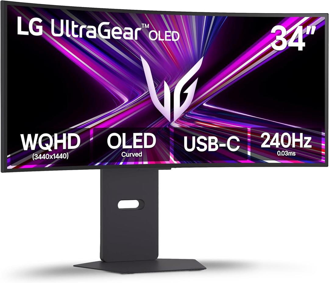 LG 34GX900A-B 34-Inch Ultragear WQHD (3440 x 1440) OLED Curved Gaming Monitor, 240Hz, 0.03ms, NVIDIA G-Sync, VESA DisplayHDR True Black 400, HDMI 2.1, DisplayPort, USB Type-C PD 65W, Black