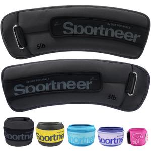 Sportneer Ankle Weights 5 LBS 1 Pair Wrist Leg Arm Weights for Women Men Kids Child with Adjustable Straps, Strength Weighted for Jogging Running Walking Fitness Gym Workout (Gray)