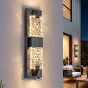Black Outdoor Wall Light 18.5" Dusk to Dawn Outdoor Lighting,Modern Crystal Ripple Porch Lights Outdoor Hardwired Non-Solar IP65 Waterproof Exterior Wall Sconce for House Garage Entryway