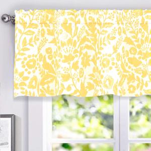 DriftAway Julia Watercolor Blooming Flower Floral Lined Thermal Insulated Window Curtain Valance Rod Pocket 52 Inch by 18 Inch Plus 2 Inch Header Yellow 1 Pack