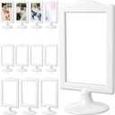 12 Pcs Double Sided Standing Picture Frames, 4x6 Inch Plastic Pedestal Photo Frame with Base, Table Top Display Holder for Wedding Menu Table Number