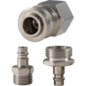 G-Sunny RV Exterior Quick Connector Hose Fitting,with 1/2 "Shower Hose Adapter and 3/4" Garden Hose Adapter,for RV Exterior Shower Faucet Connect Shower Hose and Garden Hose(Brushed Nickel)