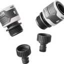 Vego Garden Hose Fitting Quick Connector Set with Water Stop & Lock Feature Quick Release Kit Hose Fittings and Adapters- V1 Set of 4
