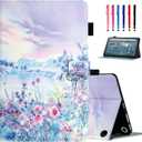 MonsDirect Case for All-New Amazon Fire Max 11 Tablet (13th Generation 2023 Release), 11" Slim PU Leather Stand Cover, Auto Wake/Sleep with Pen Holder & Card Slots for Fire Max 11, Purple Scenery
