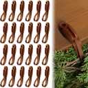 24 Pcs Christmas Garland Hanger for Mantle No Drill Garland Hangers Hooks Wreath Ties Fireplace Stocking Holder Stretchable Silicone Adhesive Straps for Door Frame Stairways (Brown)