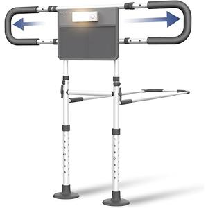 Agrish Bed Rails for Elderly Adults Safety with Motion Light & Storage Pouch - Bed Assist Rails for Seniors, Surgery Patients & Handicap, Fit King Queen Full Twin Bed