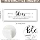 Rutiyoka Bless the Food Before Us Sign Framed Farmhouse Dining Room Wall Decor Large 42"15" Wood Kitchen Wall Art White
