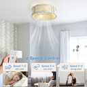 20" Boho Ceiling Fans with Lights, Rattan Flush Mount Ceiling Fan with Light Remote Control with Caged 6 Speeds for Bedroom, Nursery, Living Room (White)