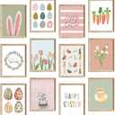 FYSUIMU 12Pcs Easter Wall Art Prints Boho Bunny Egg Rabbit Carrot Chick Art Poster Pastel Spring Wall Decor for Gallery Living Room Bedroom (Unframed, 8 x 10 Inch)