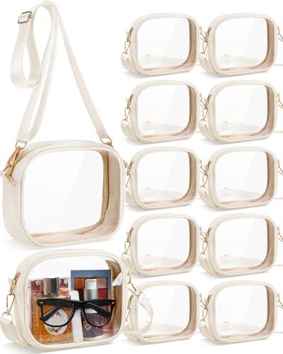 Amylove Clear Crossbody Bag TPU Transparent Bags with Adjustable Strap for Concerts Sports Women Men (White,12 Pcs)
