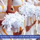 XunYee 48 Pcs Cheer Pom Pom Name Tags, Soft Polyester Tie Ribbon Labels for Cheerleaders Personalized Gear Tags for Cheer Team, Pep Rally, Camp Gifts HTV & Embroidery Ready, 5" x 0.9"