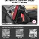 5 in 1 Car Center Console Cover, Armrest Pad with 2 Storage Pockets, Cup Holder, Tissue Box Slot, Phone Holder, Universal Car Interior Organizer (Burgundy)