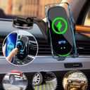 Wireless Car Charger Mount, Fast Charging Auto Clamping 15W Intelligent Dual Control Induction Car Phone Holder Mount Wireless Charging Compatible with All iPhone Android Smartphone