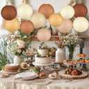 12 Pcs Boho Paper Lanterns, 10'' Brown Party Decorations, Hanging Paper Lanterns Party Decorations for Classroom Western Wedding Baby Shower Home Decor