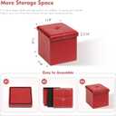 B FSOBEIIALEO Folding Storage Ottoman Cube, Faux Leather Footrest Seat Coffee Table, Red 11.8"x11.8"x11.8"