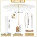 Aodaer 24 Packs Wedding Paper Umbrellas White Hand Fans with Thank You Tags Organza Bags 33 Inch Decorative Oiled Umbrellas Chinese Japanese DIY Parasol Painting Crafts for Wedding Bridal Party Decor